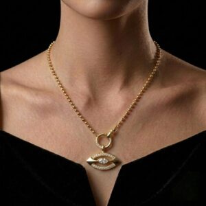 evil eye halskette gold kaufen – nazar anhänger mit zirkonia, vergoldet, nickelfrei