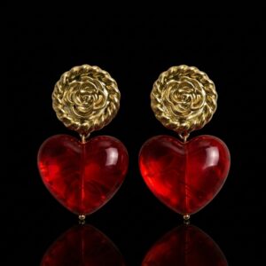 Herzohrringe Rot Gold