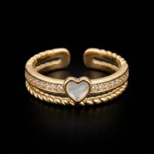 Perlenherz Ring Gold kaufen – Zirkonia, Nickelfrei