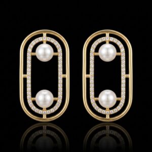 perlenohrringe oval gold