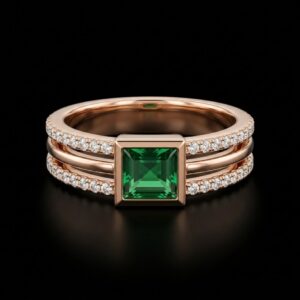 Smaragd Ring Gold kaufen xe2x80x93 Ring mit grxc3xbcnem Zirkonia Stein