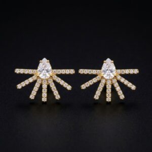 Strahlenohrringe Zirkonia Gold